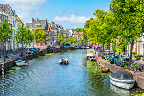 View of a canal in Leiden, Netherlands photo