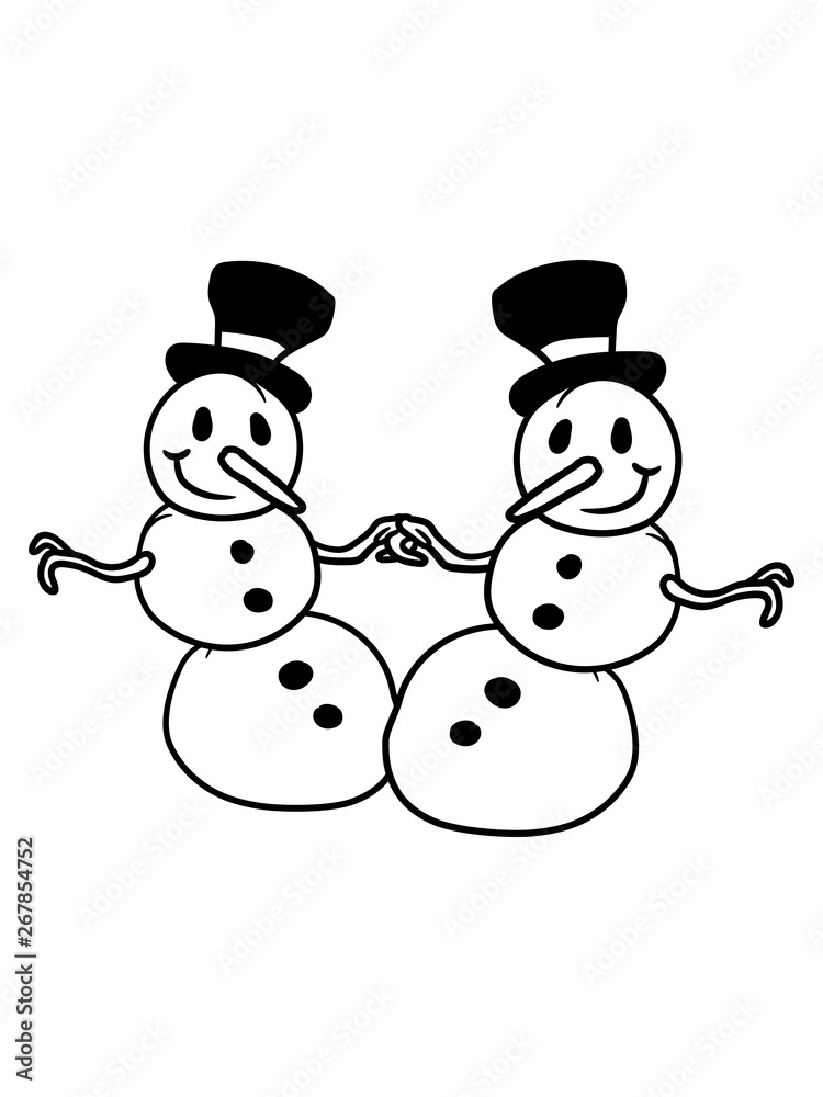 cool 2 schneemann freunde team paar duo cartoon comic fröhlicher