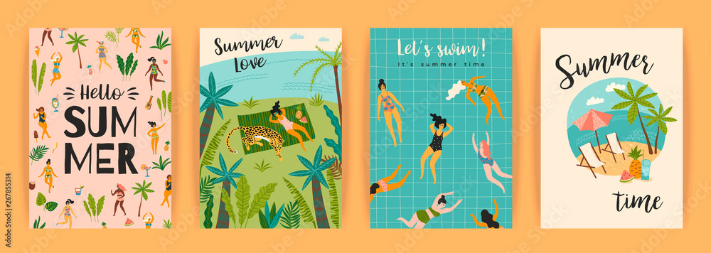 Vector templates with fun summer illustration. Design element