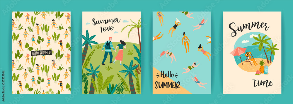 Vector templates with fun summer illustration. Design element