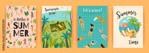 Vector templates with fun summer illustration. Design element © Nadia Grapes