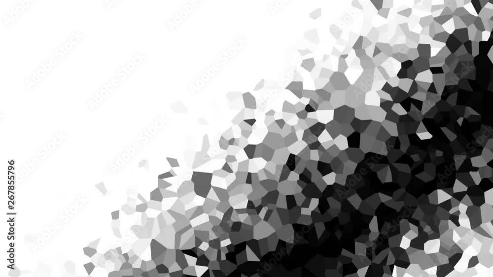 Moving random low poly mosaic shapes. Abstract cellular mesh structure. Embossed mosaic grid. Looping clip.