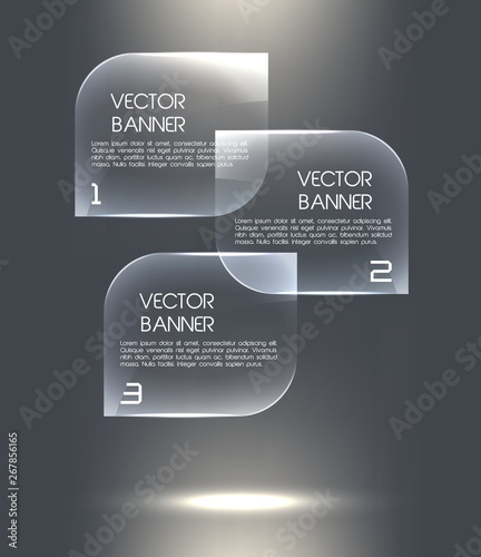 Glass speech banners for infographics, options, presentations. 