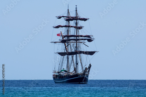 Large sailing ship sailing on the sea of Sicily