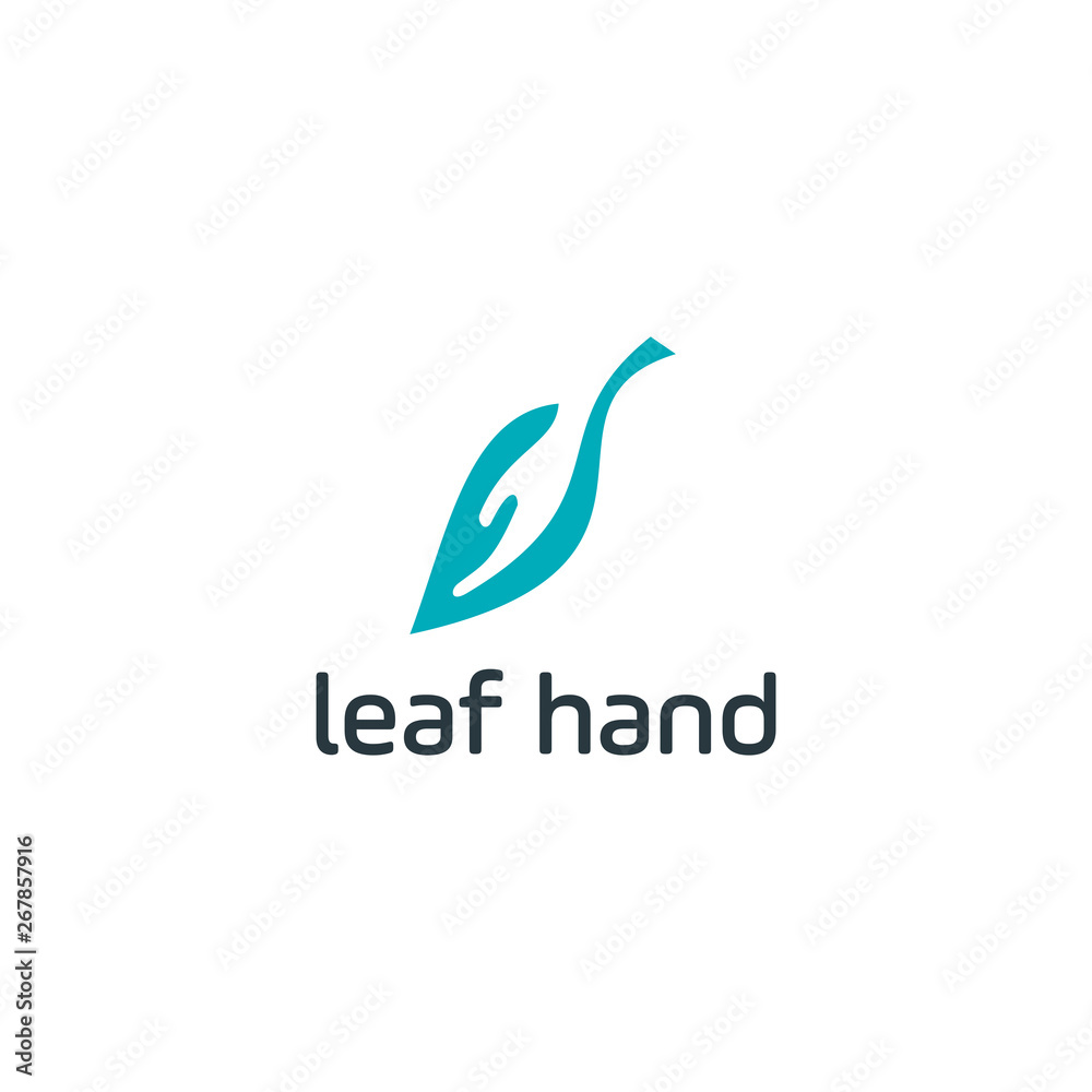 Vector sign friendly environment, hand and leaf logo design inspiration Vector sign friendly environment, hand and leaf logo design inspiration