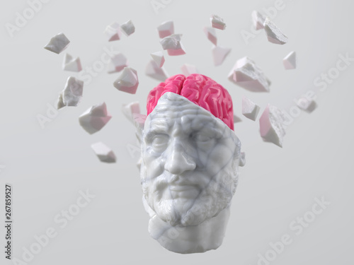 Fotografia artificial brain in a broken head of an ancient man