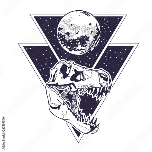 Rock and roll vintage emblem with drawings