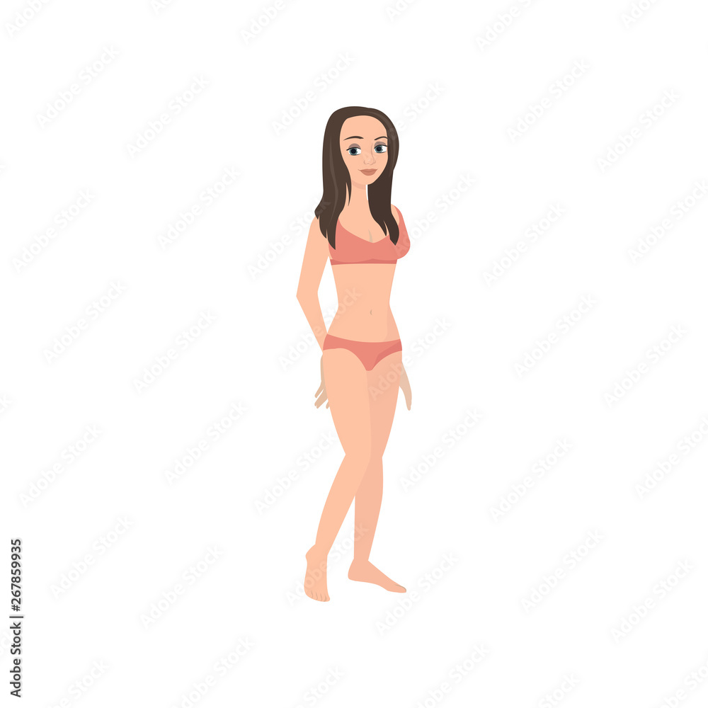 Cute sexy girl in red textile underwear clothes Cute sexy girl in red textile underwear clothes