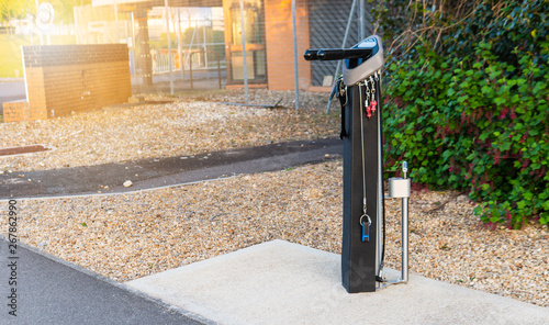 Bicycle fixing post along the road ready for the self-service to fix any bicyles.