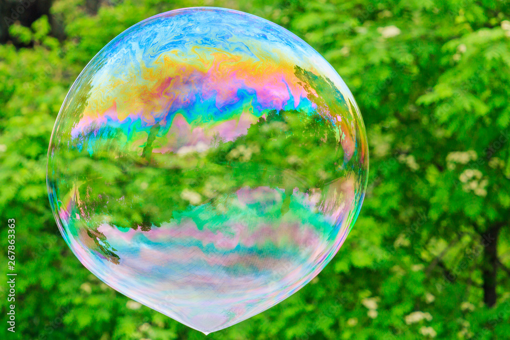 huge soap bubble on a background of nature huge soap bubble on a background of nature