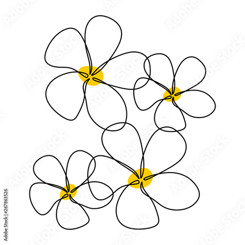 Beautiful flower decorative for poster one line continuous drawing style