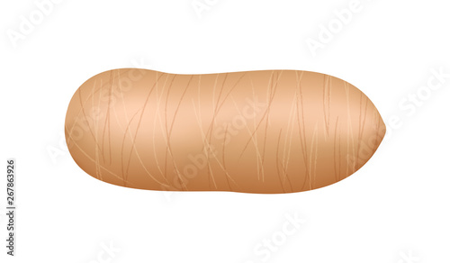 raw cassava fresh isolated on white background, cassava cut slice for tapioca flour industry or ethanol industry, pile yucca cassava tuber, raw manioc cassava in top view