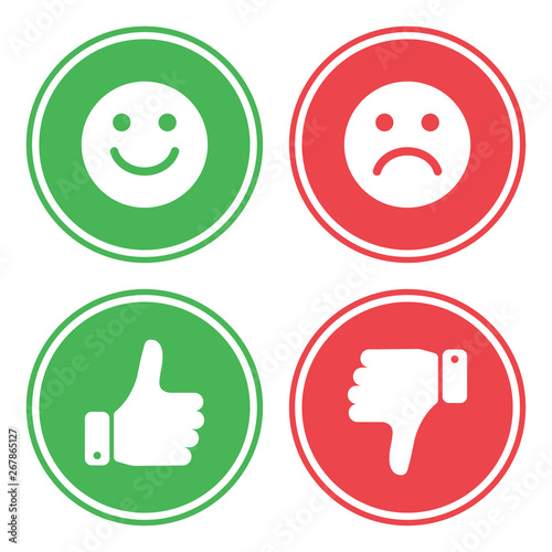 Set of green and red buttons. Vector illustration