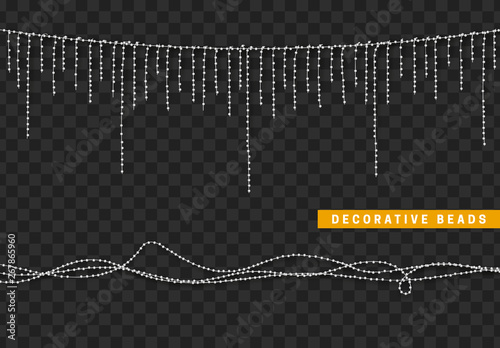 String beads realistic isolated. Decorative design element bead