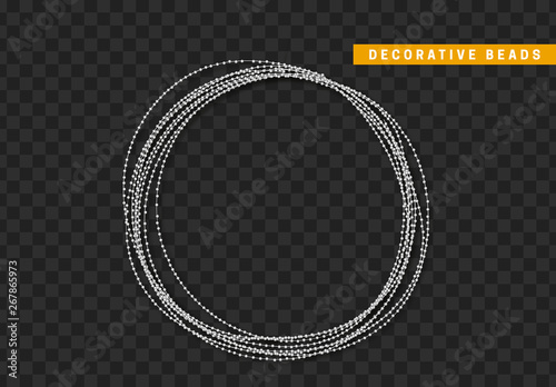 String beads realistic isolated. Decorative design element bead