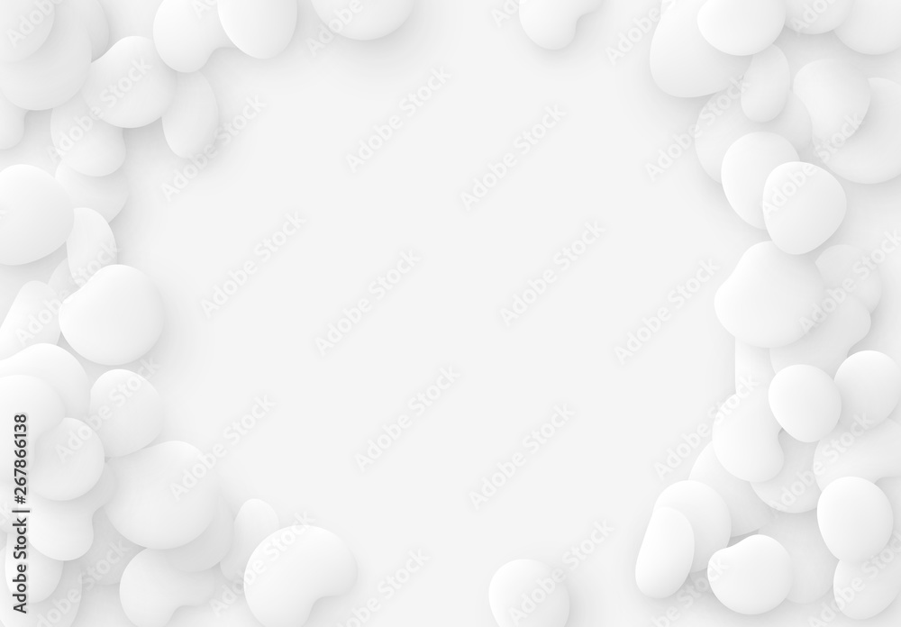 Bright white background. Design elements of the liquid rounded plastic shapes, smooth sea stones, Flat Liquid splash bubble. Bright white background. Design elements of the liquid rounded plastic shapes, smooth sea stones, Flat Liquid splash bubble.