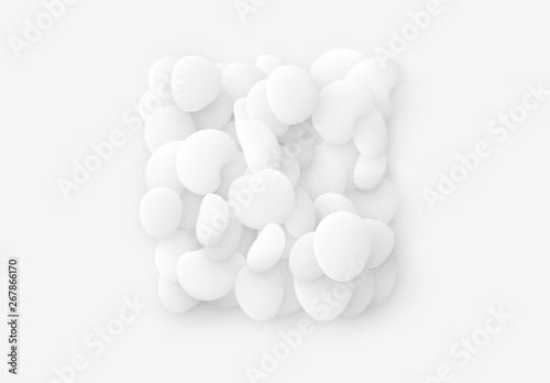 White square isolated background. Design elements of the liquid rounded plastic shapes, smooth sea stones, Flat Liquid splash bubble.