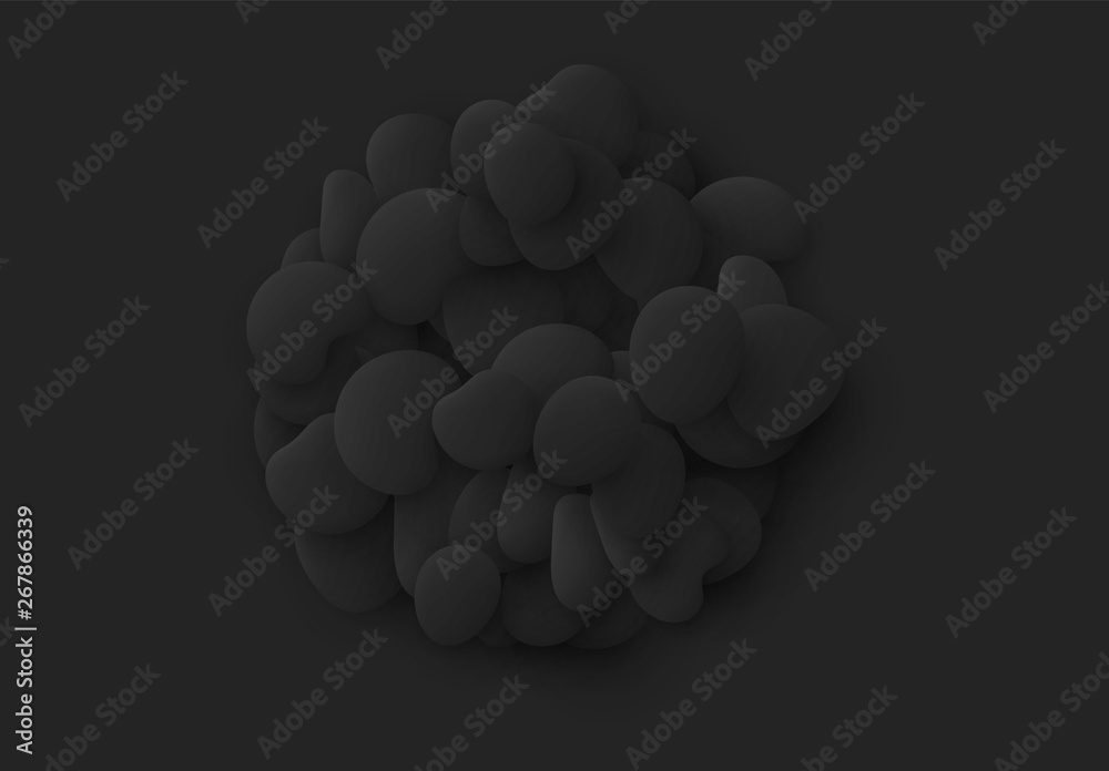 Black Round sphere isolated background. Design elements of the liquid rounded plastic shapes, smooth sea stones, Flat Liquid splash bubble. 3d fluid objects. Modern abstract pattern organic substances Black Round sphere isolated background. Design elements of the liquid rounded plastic shapes, smooth sea stones, Flat Liquid splash bubble. 3d fluid objects. Modern abstract pattern organic substances