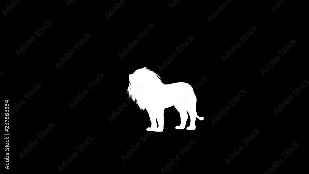 Lion Silhouette Transparent Alpha Video Loop Animation
