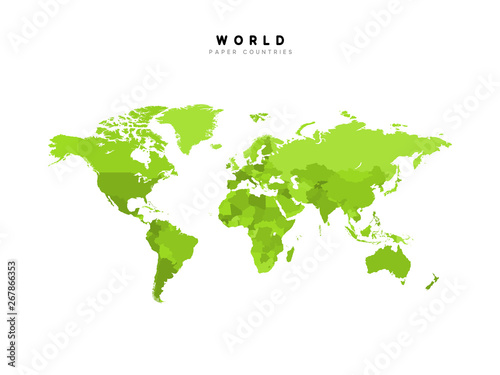 Fototapeta Naklejka Na Ścianę i Meble -  Green World map detailed