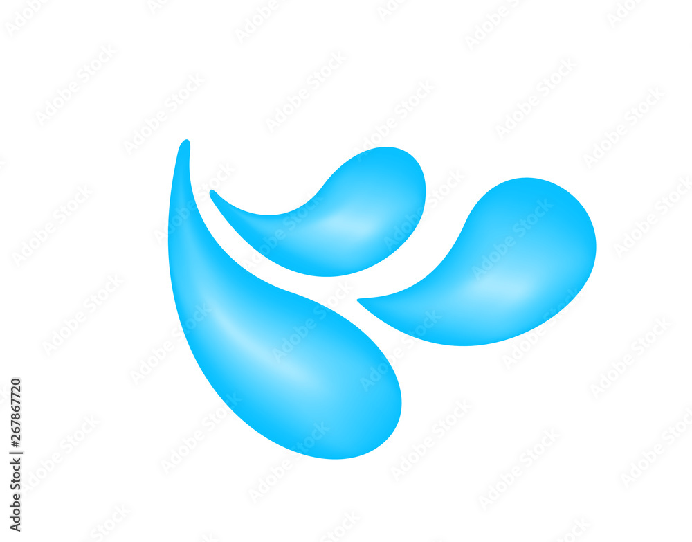 water drop splash isolated on white background, splash of water for element logo and icon, water drop splatter simple image for banner songkran festival, splash water drop symbol for graphic ad design