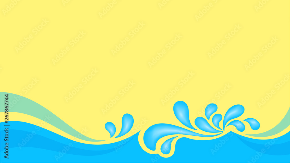 water drop splash isolated on banner yellow background, splash of water for element banner, water drop splatter simple for songkran festival copy space, splash water drop symbol for graphic ad design