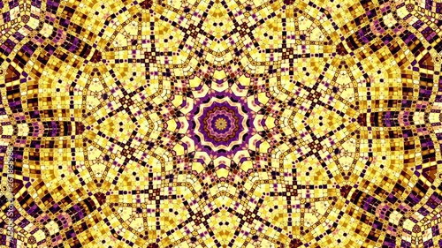 Transforming ornamental vintage mosaic art circle in Art Nouvoe style. Seamless loop footage. photo