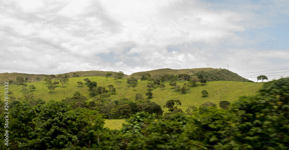 The green montain with vegetation and the blue sky The green montain with vegetation and the blue sky