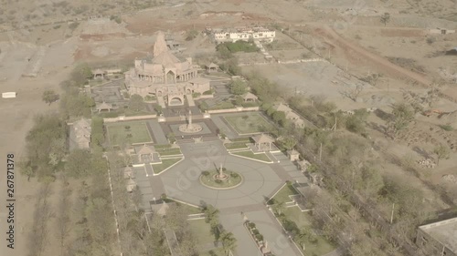 Nareli temple, Ajmer, India, 4k aerial ungraded/flat raw footage photo