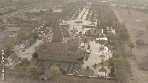 Nareli temple, Ajmer, India, 4k aerial ungraded/flat raw footage photo