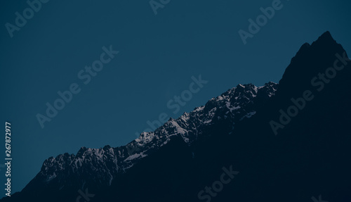 aerial view of the mountains before sunrise