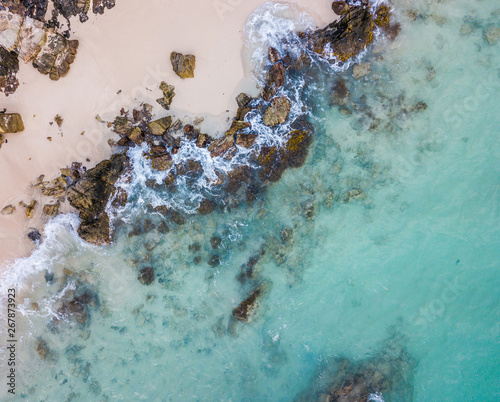 Aerial photo of the surf at tropical beach © oldmn