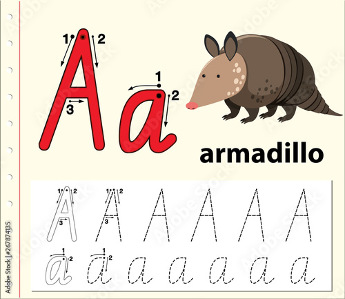 Letter A tracing alphabet worksheets