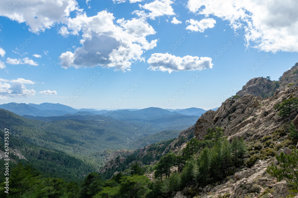 Obraz premium Panoramic view of the natural landscape from the Bavella Needles Corsica, France