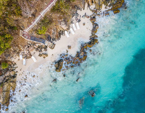 Aerial photo of the surf at tropical beach