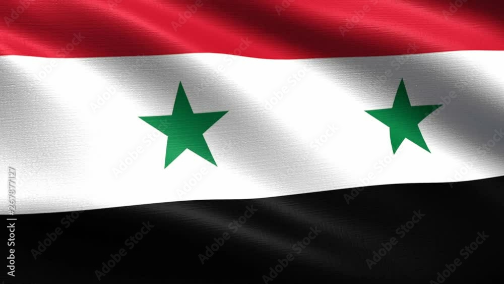 Realistic flag of Syria, Seamless looping with highly detailed fabric texture, 4k resolution Realistic flag of Syria, Seamless looping with highly detailed fabric texture, 4k resolution