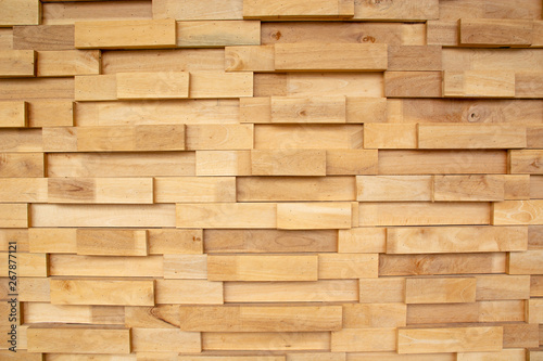 3D wood wall Designed by alternating blocks Texture background