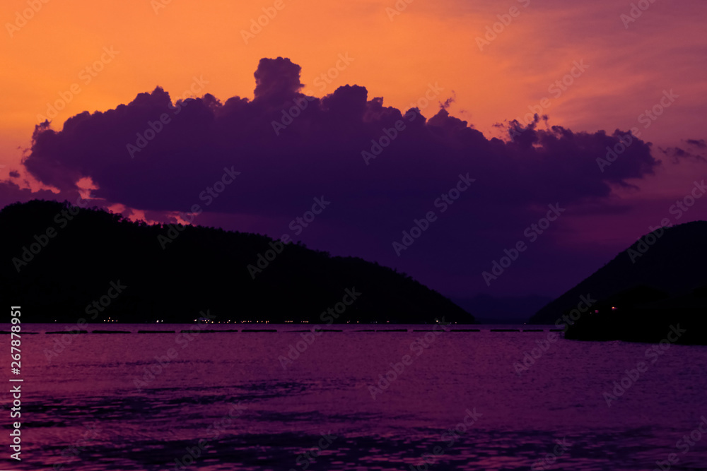Typical of landscape mountain and the sky after sunset ,Thailand Typical of landscape mountain and the sky after sunset ,Thailand