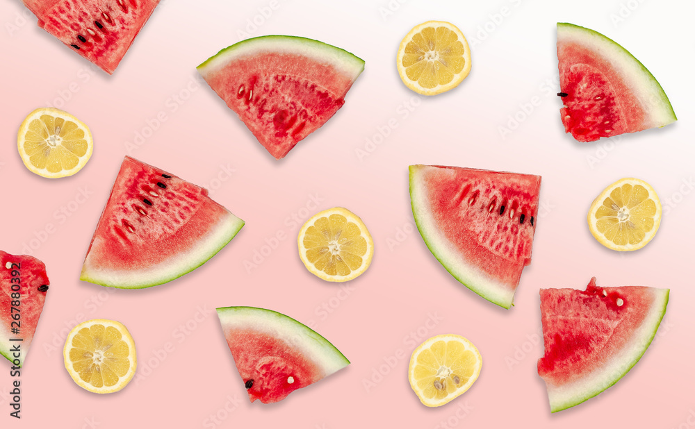 Fruit background on pink Fruit background on pink
