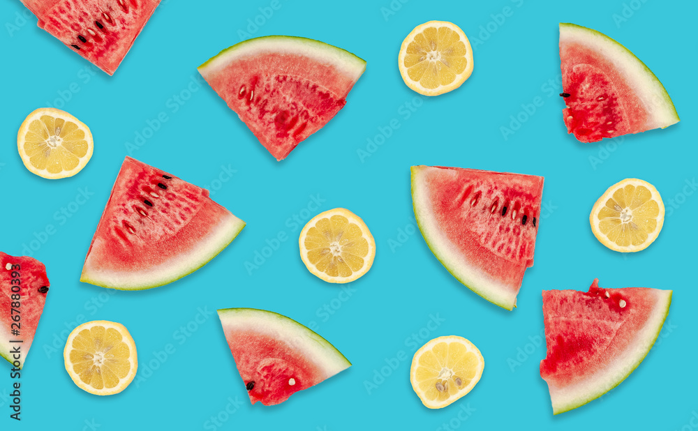 Fruit background on blue Fruit background on blue
