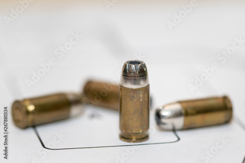 Close-up of bullets on target