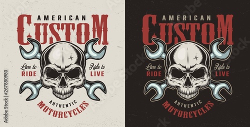 Colorful motorcycle repair service logotype