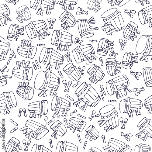 hand drawn seamless pattern, cover of drums image