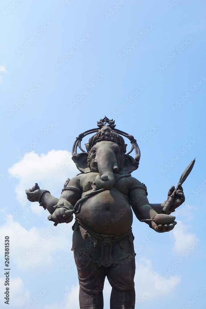large ganesha statue in public temple at thailand