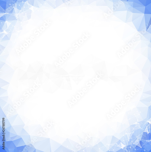 Abstract Geometric Blue Polygonal background molecule and communication. Connected lines with dots. Concept of the science, chemistry, biology, medicine, technology.