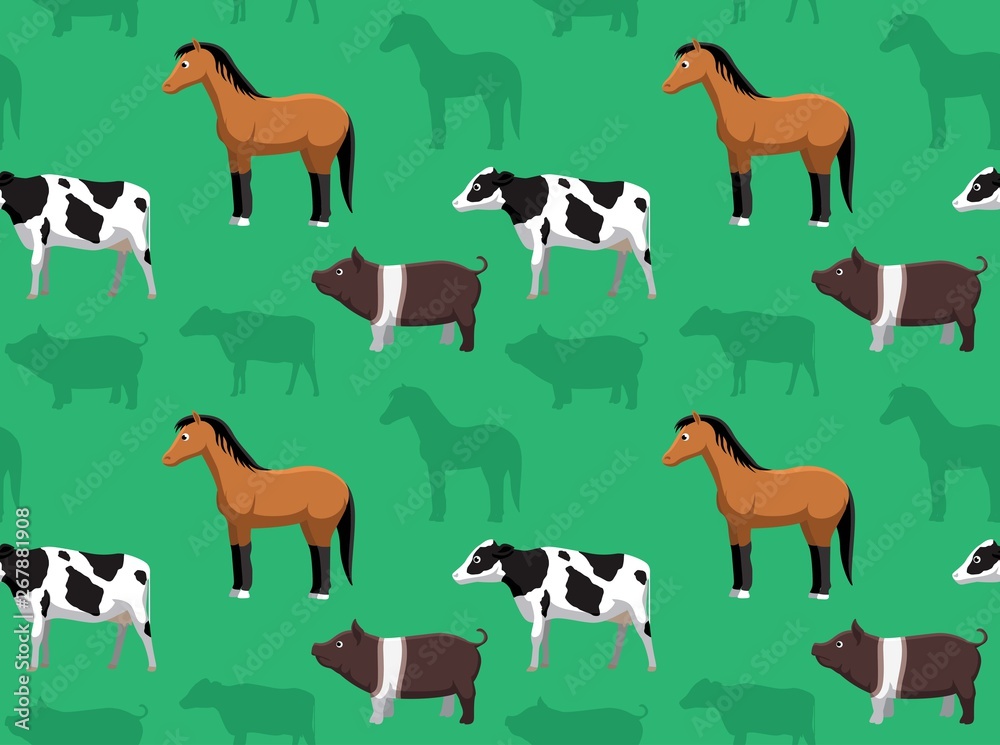 Livestock Farm Animals Seamless Wallpaper 4
