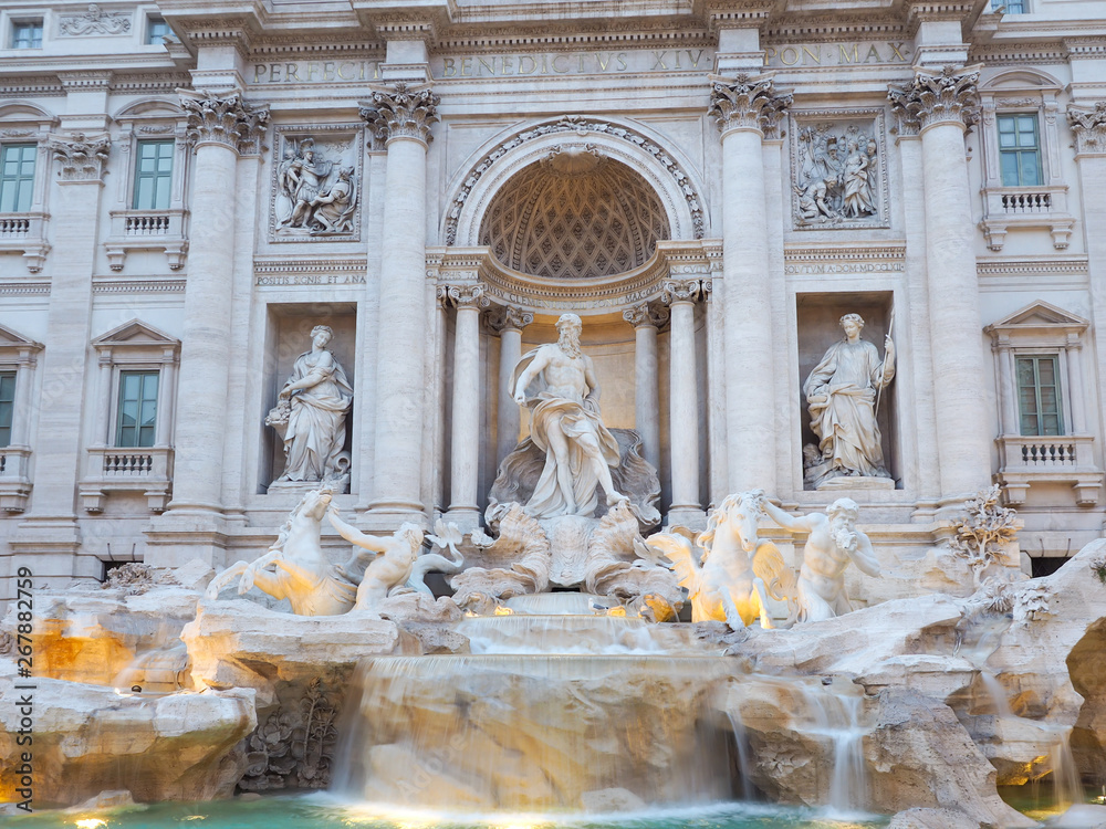 Fontana di Trevi, a popular tourist destination in Italy with beauty and elegance Fontana di Trevi, a popular tourist destination in Italy with beauty and elegance