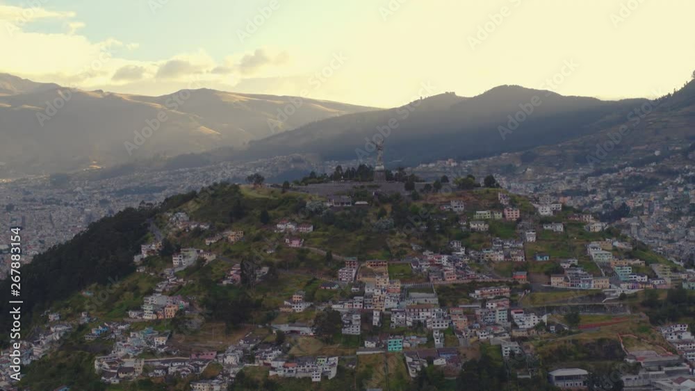 Panecillo Dowtonw Quito City Travelling Aerial View. Ecuador Panecillo Dowtonw Quito City Travelling Aerial View. Ecuador