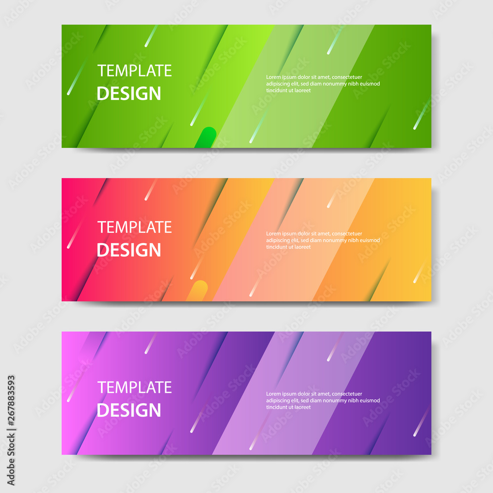 Naklejka premium Vibrant gradient and modern futuristic geometric shape background template for headline and header banner in orange, purple, green color. Suitable for social media, web, blog, website. 