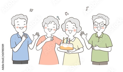 Vector celebrate birthday to grandmother.